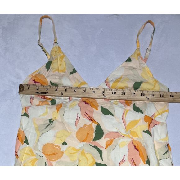 Rhythm Midi Dress Medium Yellow Floral V Neck Strappy Empire Babydoll Sundress - Picture 7 of 10